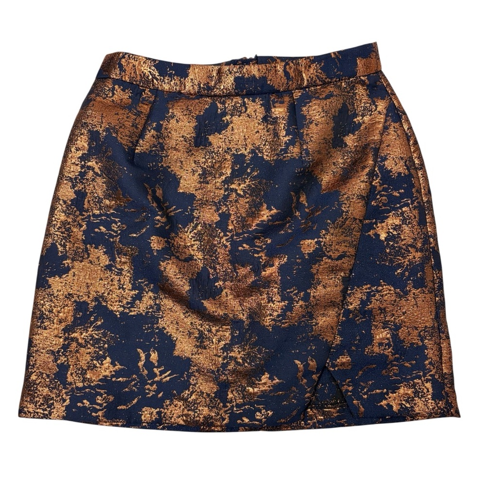 Ladies Spotlight By Warehouse Navy / Metallic Copper Lined Mini Skirt sz 6
